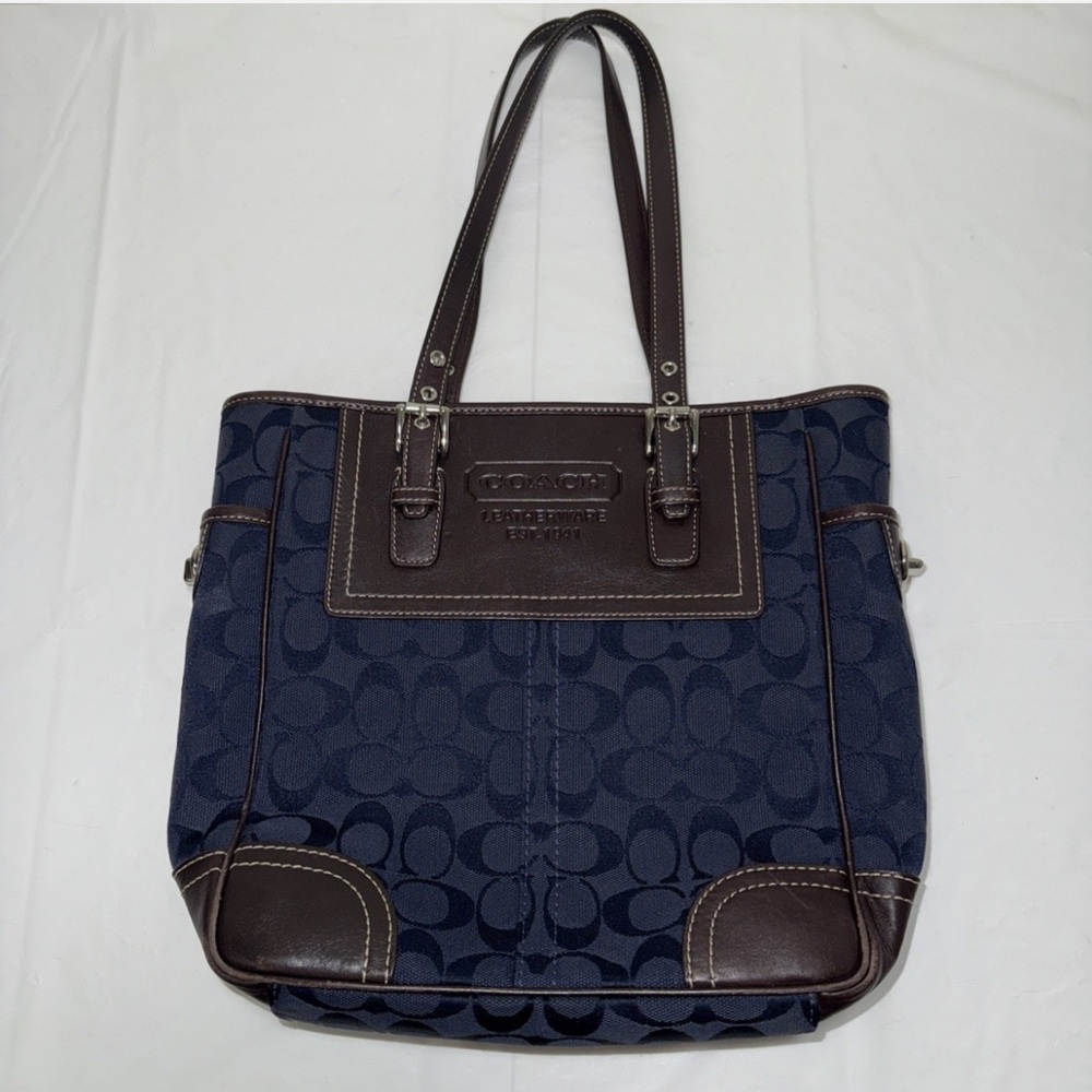 Coach Blue and Brown Tote Bag